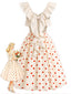 [Vorverkauf] Cremefarbenes 50er Kleid mit Polka-Dots und Rückenschleife