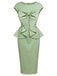 Grünes 60er Bleistiftkleid mit Rundhals und Schleife