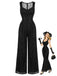 Schwarzer 60er Jumpsuit mit Herzausschnitt und Pailletten