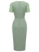 Grünes 60er Bleistiftkleid mit Schleife und Farbblock