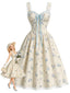 [Vorverkauf] Hellblaues 50er Swingkleid mit Blumenprint und Schleife