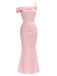 Rosa & Rosa 30er Satin-Meerjungfrauenkleid mit Polka-Dots und 3D