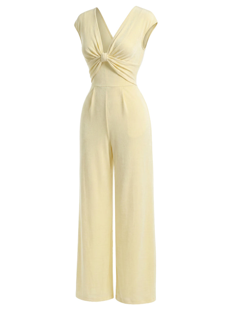 [Pre-Sale] Gold 1970s V Neck Vintage Jumpsuit 3