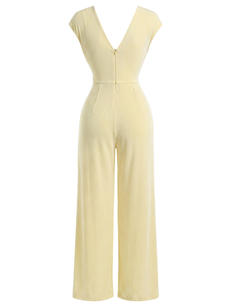 [Pre-Sale] Gold 1970s V Neck Vintage Jumpsuit 4