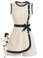 [Vorverkauf] Beige 70er Romper mit Kontrastbesatz und Schleife
