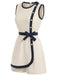 Beige 70er Romper mit Schleife und Besatz
