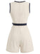 Beige 70er Romper mit Schleife und Besatz