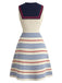 Cremefarbenes 70er Sailor Strick-Kleid mit Streifen