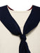 Cremefarbenes 70er Sailor Strick-Kleid mit Streifen
