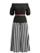 1940s Floral Striped Two Piece Set