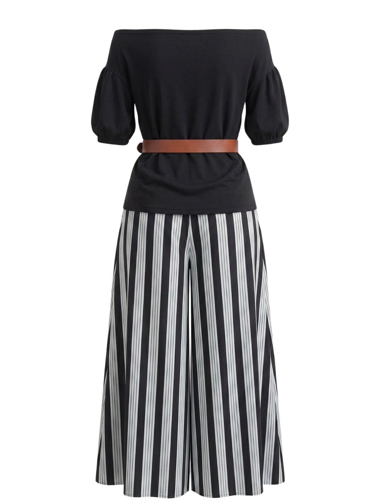 1940s Floral Striped Two Piece Set 2