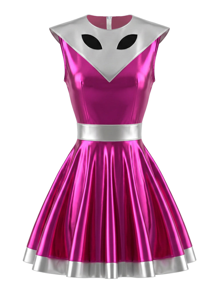 60er Halloween Minikleid mit Cut-out und Metallic