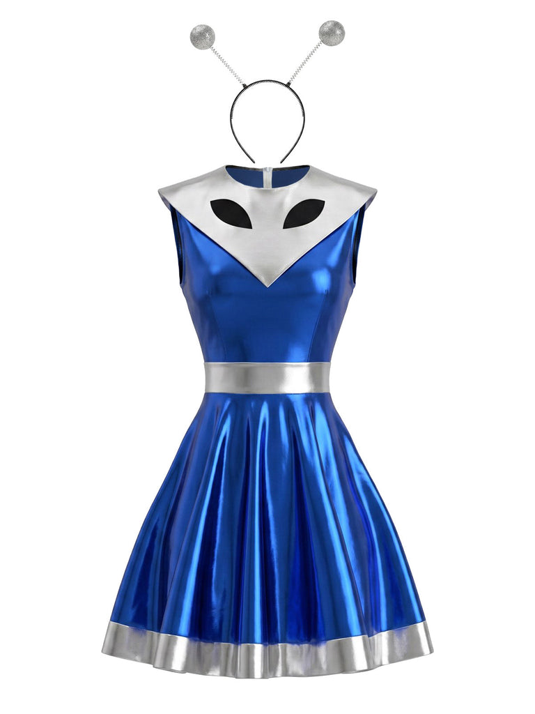 60er Halloween Minikleid mit Cut-out und Metallic