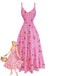 Rosa 30er Maxikleid mit Gingham und Kirschen