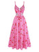 Rosa 30er Maxikleid mit Gingham und Kirschen
