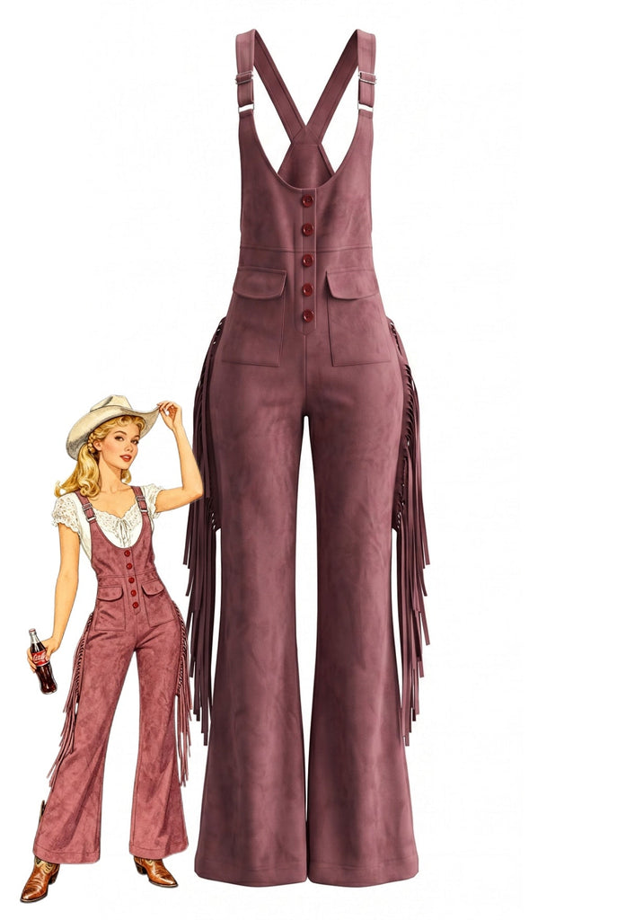 70er Jumpsuit mit Fransen und Ausgestellt