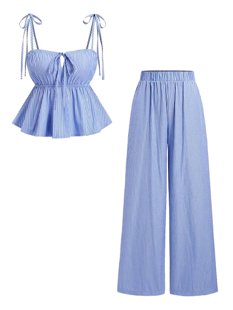 Hellblaue 50er Hose mit Schleife und Bindeband