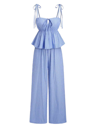 Hellblaue 50er Hose mit Schleife und Bindeband
