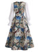 50er Kleid mit Blumen-Print und Painterly