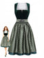 Grünes 50er Oktoberfest-Dirndl & Schürzen-Set mit Samt und Jacquardmuster