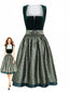 Grünes 50er Oktoberfest-Dirndl & Schürzen-Set mit Samt und Jacquardmuster