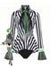 50er Beetlejuice-inspiriertes Bodysuit-Kostüm mit Streifen
