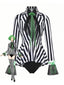 50er Beetlejuice-inspiriertes Bodysuit-Kostüm mit Streifen