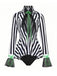 50er Beetlejuice-inspiriertes Bodysuit-Kostüm mit Streifen