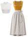 Gelbes 50er Kleid mit Eckiger Ausschnitt und Spitze