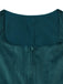 Blaugrünes 3-teiliges 50er Kleid mit Blumen-Schürze und Spitzentop