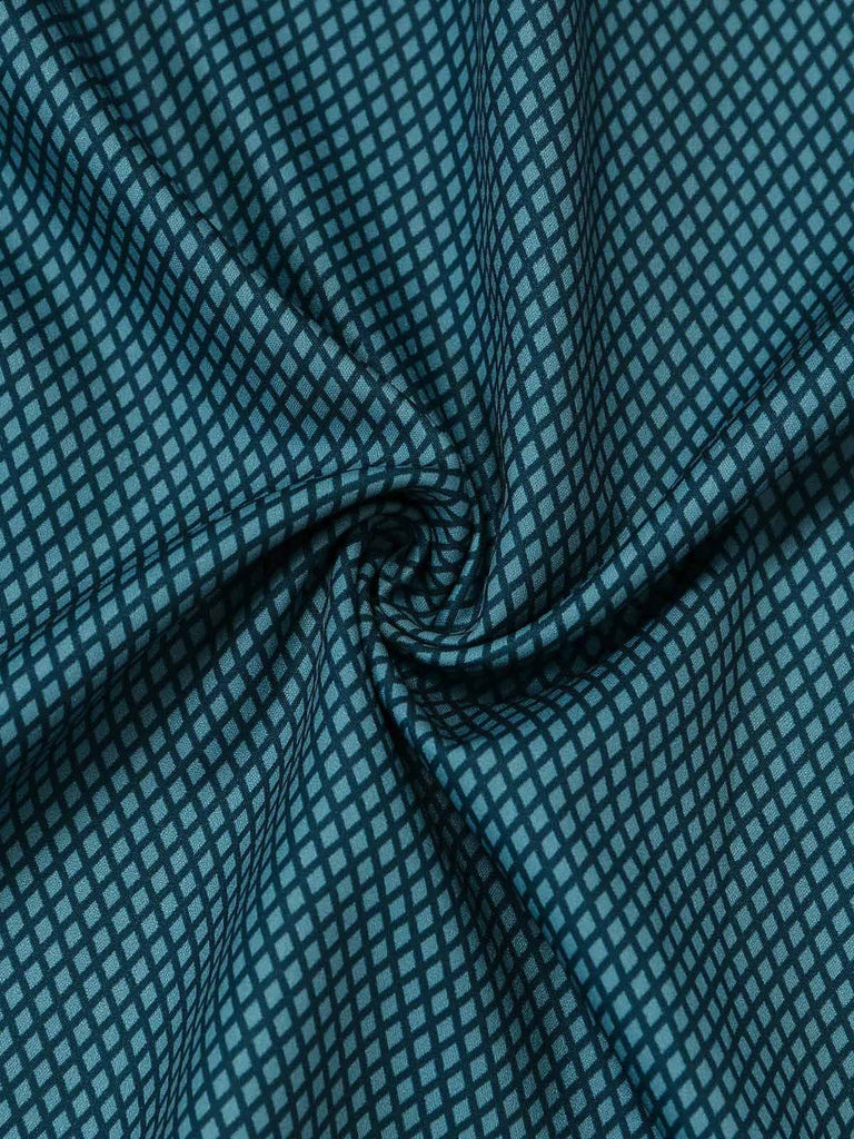 Blaugrünes 2-teiliges 50er Kleid mit Blumen-Schürze