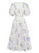 Beige 1940s Floral V Neck Dress 2