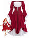 Rotes 30er schulterfreies Renaissance-Kleid mit Glockenärmeln