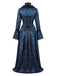 30er Gothic Maxikleid mit Blumen und Glockenärmeln