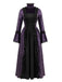 30er Gothic Maxikleid mit Blumen und Glockenärmeln