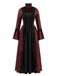 30er Gothic Maxikleid mit Blumen und Glockenärmeln