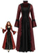 30er Gothic Maxikleid mit Blumen und Glockenärmeln