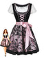 Rosa 50er Oktoberfest-Dirndl-Set mit Spitzenschürze und Top