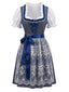 Blaues 50er Oktoberfest-Dirndl-Set mit Blumenmuster und Pufftop