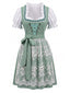 Grünes 50er Oktoberfest-Dirndl-Set mit Blumenmuster und Pufftop