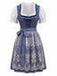 Blaues 50er Oktoberfest-Dirndl-Set mit Blumenmuster und Pufftop