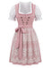 Rotes 50er Oktoberfest-Dirndl-Set mit Blumenmuster und Pufftop