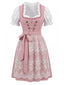 Rosa 50er Oktoberfest-Dirndl-Set mit Blumenmuster und Pufftop