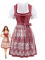 Rotes 50er Oktoberfest-Dirndl-Set mit Blumenmuster und Pufftop