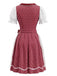 Rotes 50er Oktoberfest-Dirndl-Set mit Blumenmuster und Pufftop