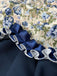 Blaues 50er 3PCS Kleid mit Pufftop und Blumen-Schürze