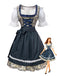 Blaues 50er 3PCS Kleid mit Pufftop und Blumen-Schürze