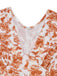 Orange 60er Kleid mit V-Ausschnitt und Blumen