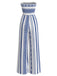 Blauer 70er trägerloser Jumpsuit mit geometrischem Print