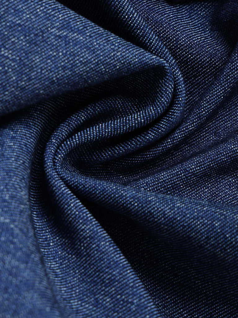 Marineblaue 60er Jeans-Jacke mit Fransen und Nieten